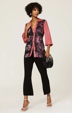 Kahindo Maa Tunic Top Black Pink Tie Dye Boho Button Down Size 6